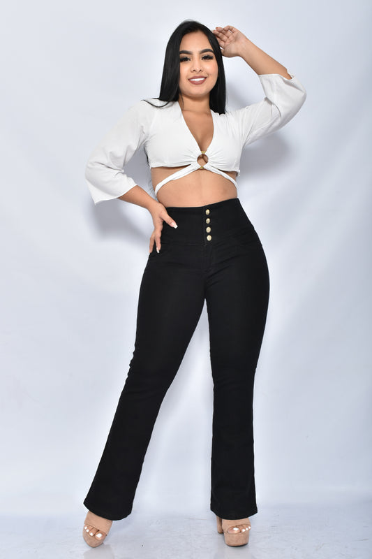 JEANS FAJA INTERNA BOOTCUT NEGRO