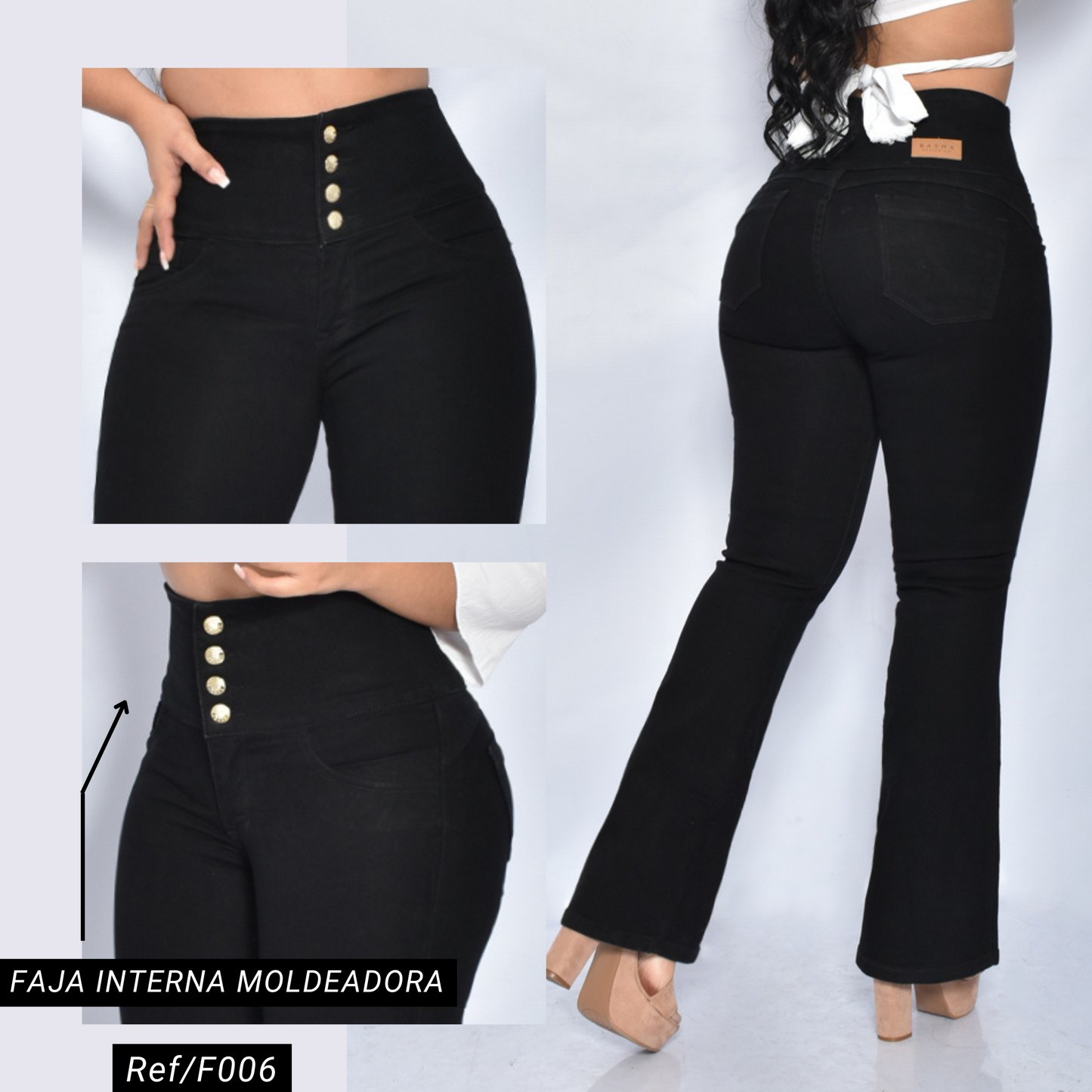 JEANS FAJA INTERNA BOOTCUT NEGRO
