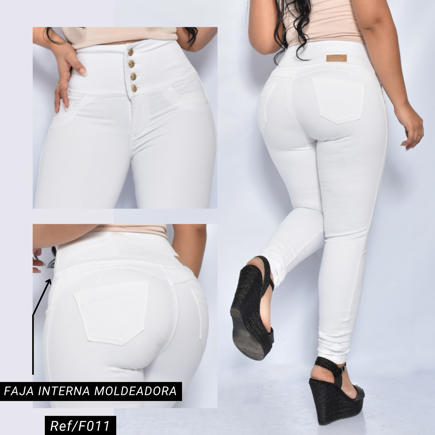 JEANS FAJA INTERNA SKINNY BLANCO