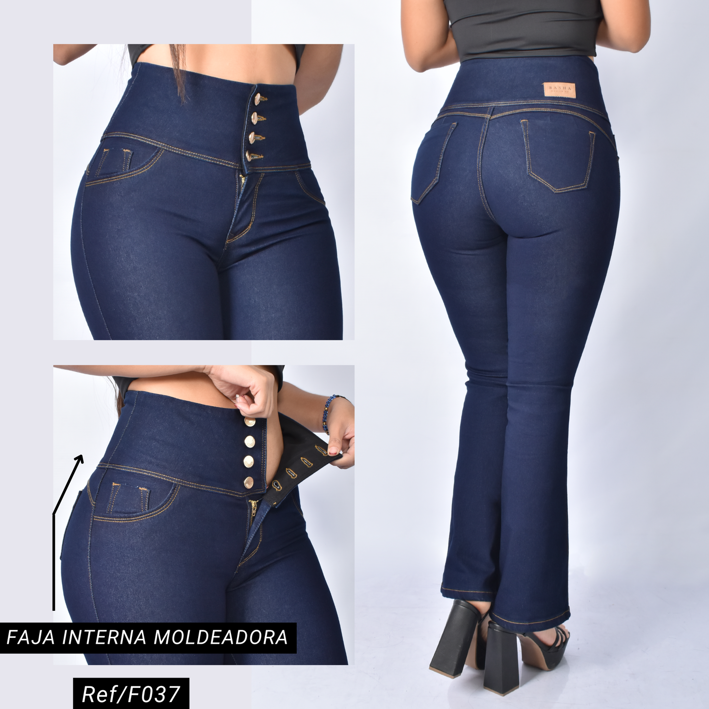 JEANS FAJA INTERNA BOOTCUT BOLSILLOS