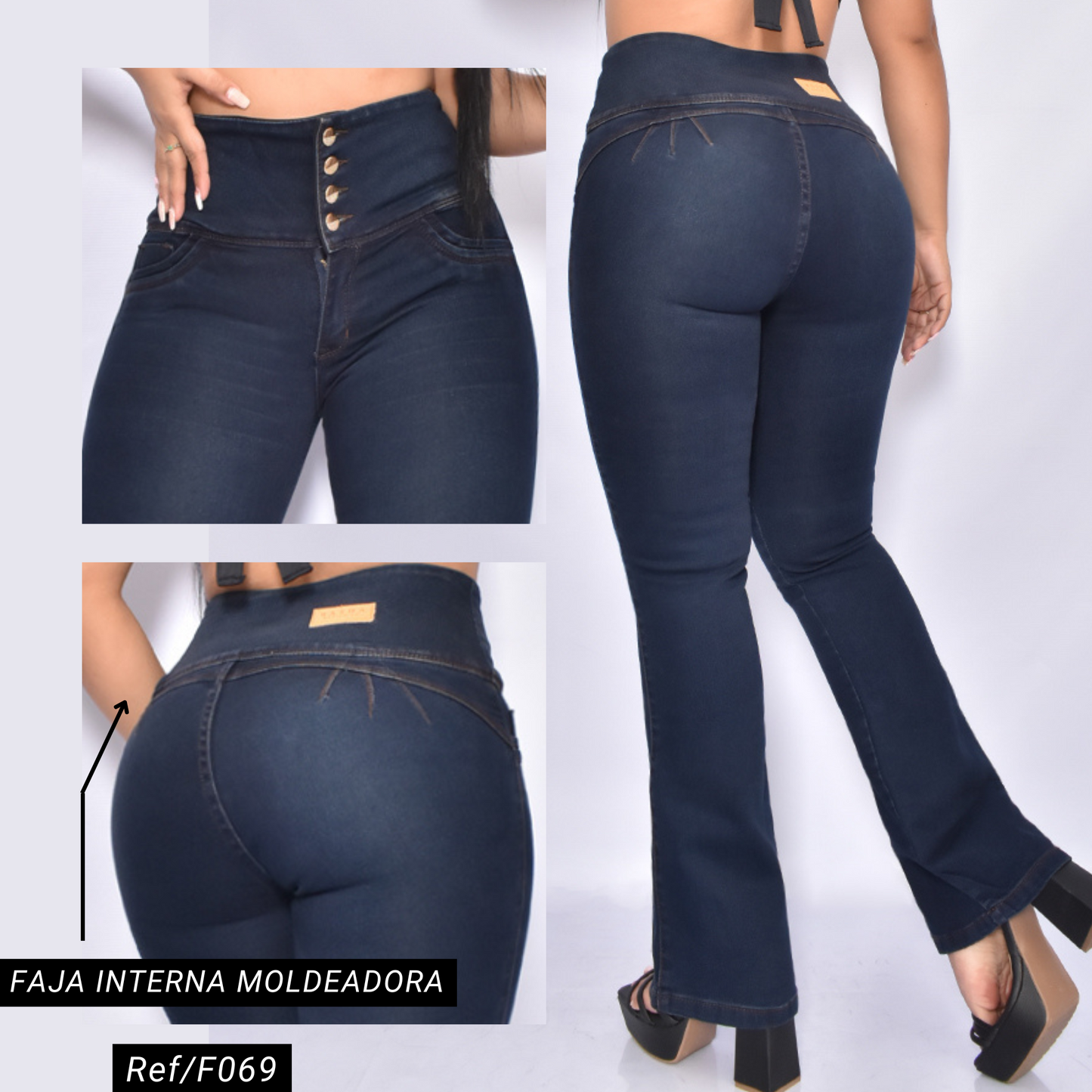JEANS FAJA INTERNA BOOTCUT SIN BOLSILLOS DAMA
