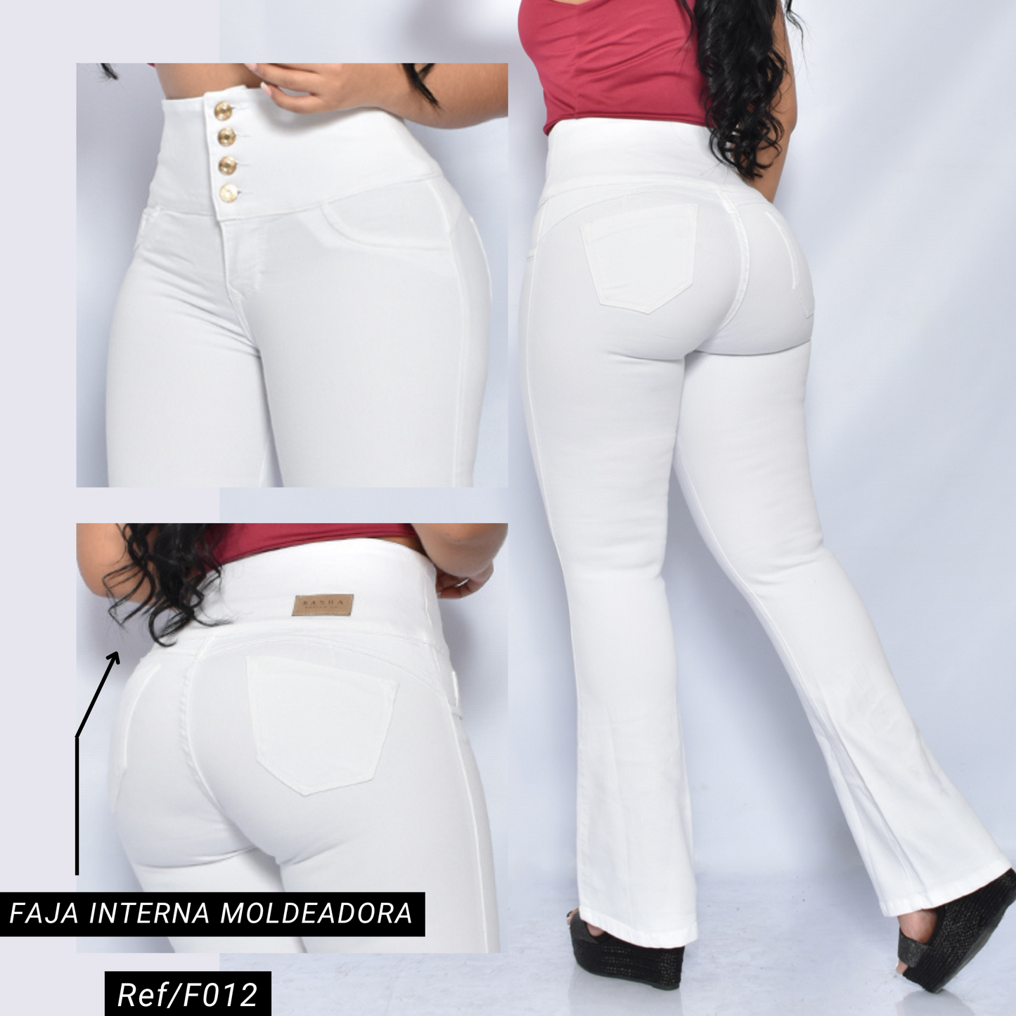 JEANS FAJA BLANCO INTERNA BOOTCUT BOLSILLOS