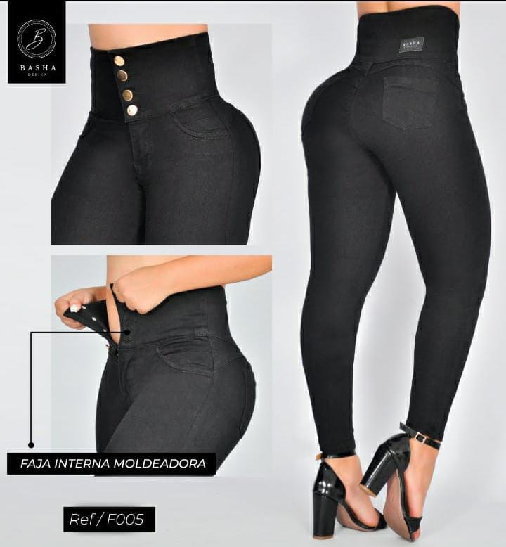 JEANS FAJA INTERNA NEGRO SKINNY SIN BOLSILLOS DAMA